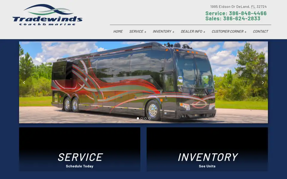 Tradewinds Coach & Marine website archived March 2025